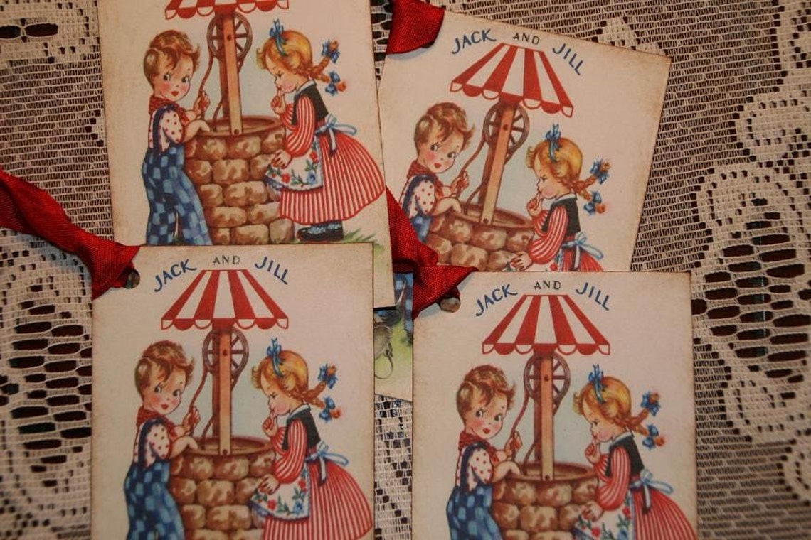 Vintage Jack and Jill Birthday Wishes Tags Etsy