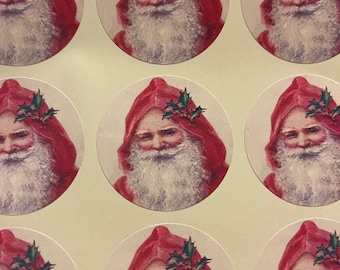 Christmas Santa Stickers, Envelope Seals, Card Seals, Vintage Santa, Old St Nick, Old World Santa Labels