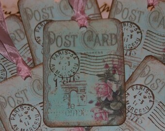 Oh So Sweet PARIS Vintage Post Card Tags French Design