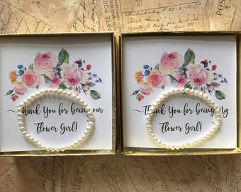 Thank You for Being  My Flower Girl Bracelet, Flower Girl Bracelet Gift, Genuine Pearl Bracelet, Flower Girl Proposal