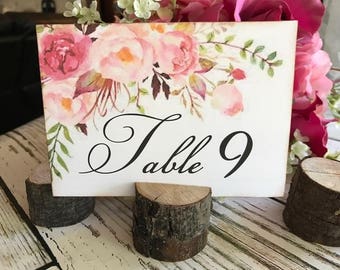 Wedding Table Number Cards, Wedding Numbers, Table Numbers,  Pink Roses and Peony Flowers Vintage Wedding