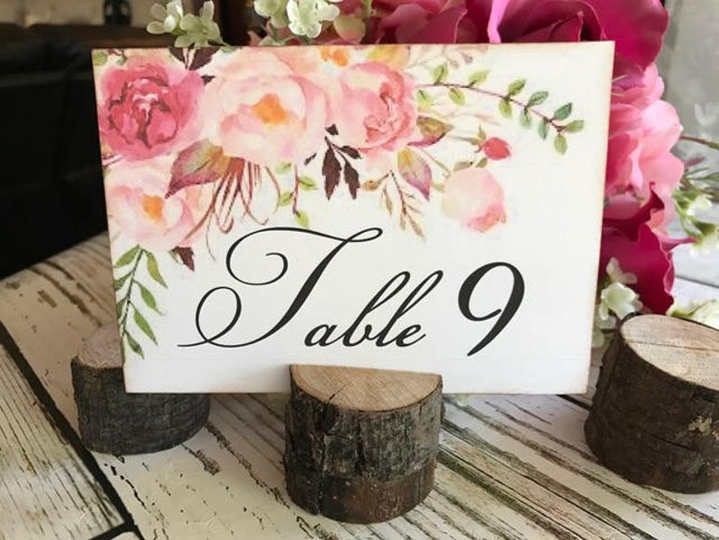 Wedding Table Number Cards, Wedding Numbers, Table Numbers, Pink Roses and Peony Flowers Vintage Wedding image 1