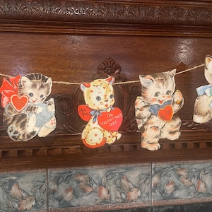 Retro Vintage Valentine Banner, Valentine Kitty Garland, Vintage Valentine Cards