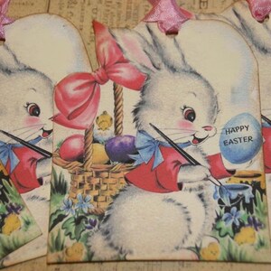 Easter Bunny Gift Tags Vintage Easter Bunny Card or Tags image 3