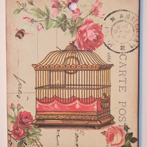 Pink Birdcage Roses Paris Postcard Gift Tags image 2