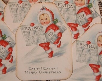 Extra Extra Read All About It Merry Christmas Gift Tags