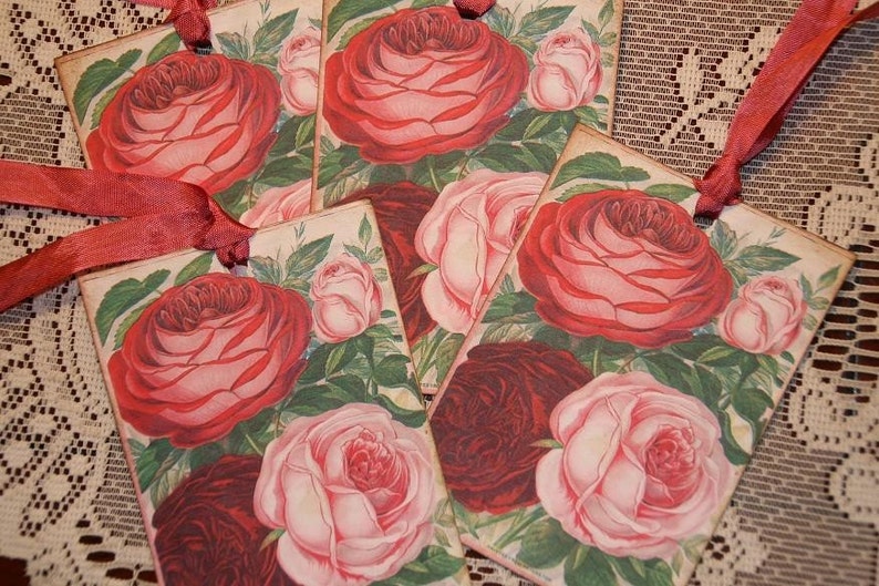 Pink Roses Gift Tags Etsy
