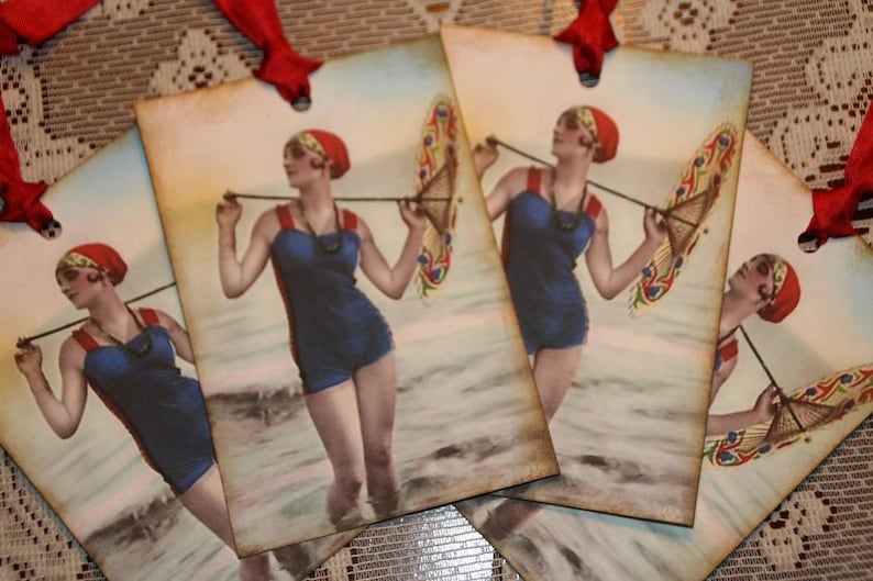 Vintage Bathing Beauty Gift Tags