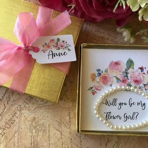 Will You Be My Flower Girl Bracelet, Flower Girl Bracelet Gift, Flower Girl Pearl Bracelet, Will You Be My Flower Girl Card