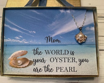 Mothers Day Gift, Oyster Shell Pearl Necklace, Gift for Mom, Mother of the Bride, Oyster Pearl, Gift for Her