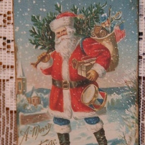 Christmas Vintage Tags Santa from Vintage Postcard Image Gift Hang Tags image 2