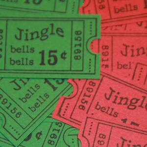 Jingle Bells  -  Vintage Christmas Carnival Tickets,  Gift Tags Favor Tags Christmas Confetti