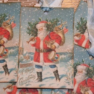 Christmas Vintage Tags Santa from Vintage Postcard Image Gift Hang Tags image 3