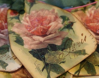 Shabby French Paris Rose Gift Tags