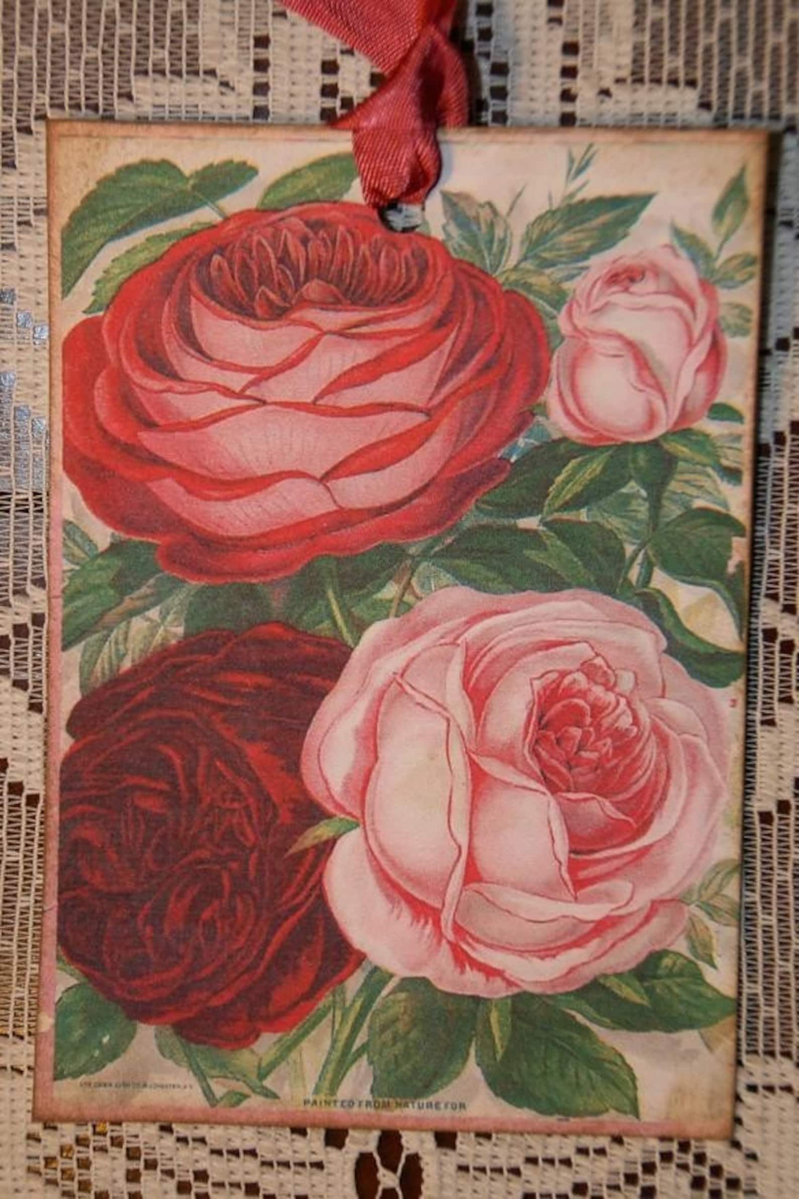 Pink Roses Gift Tags | Etsy