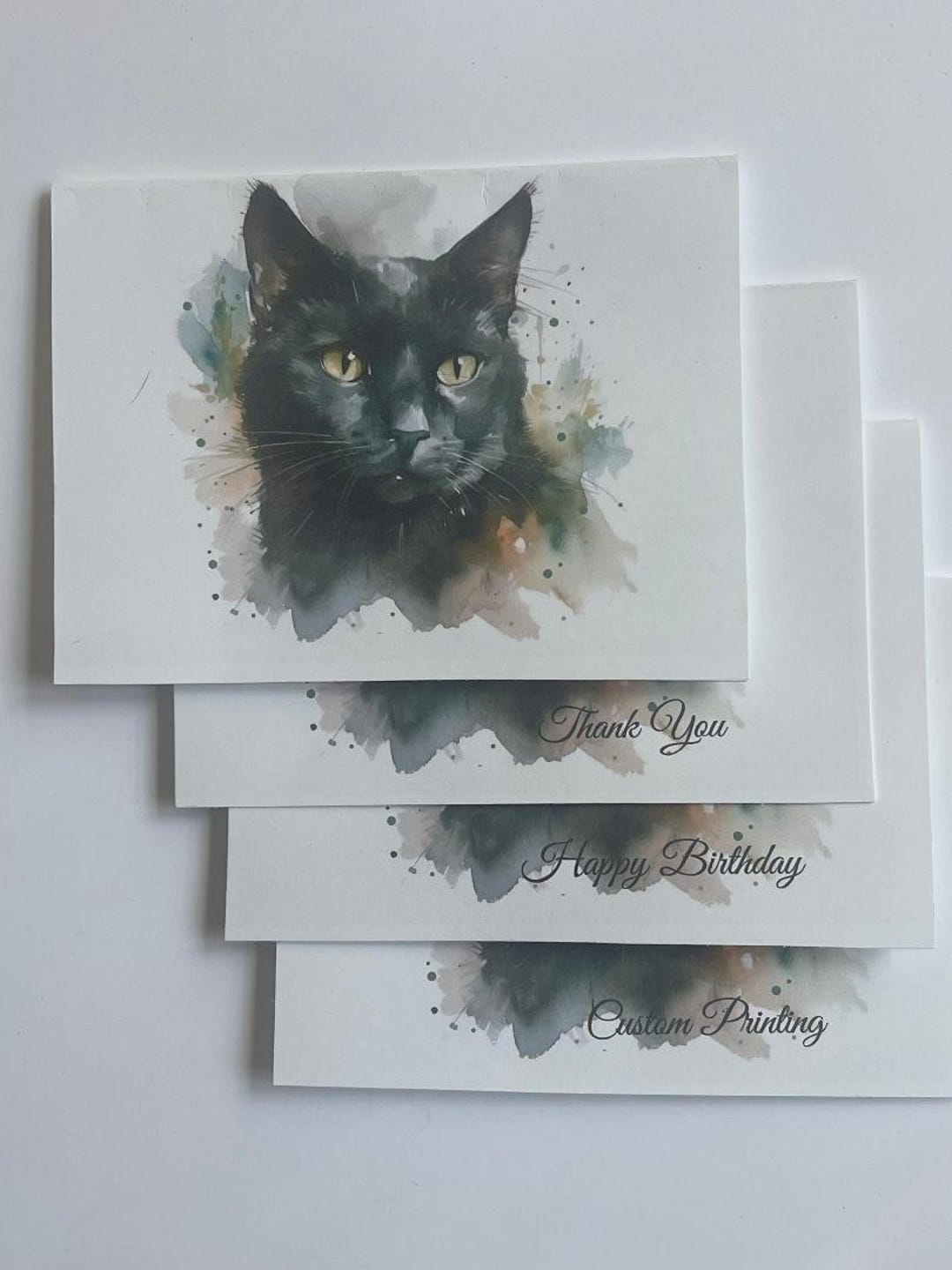 Black Cat Note Cards, Greeting Cards, Custom Personalize, Happy ...
