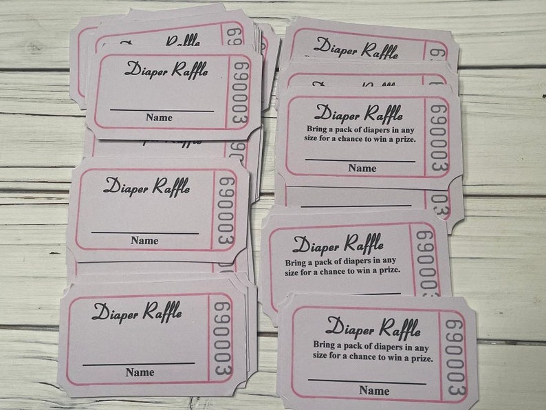 Diaper Raffle Ticket, Baby Shower Raffle, Baby Shower Door Prize Ticket , Baby Shower Invitation Insert Pink, Blue, Gray image 3