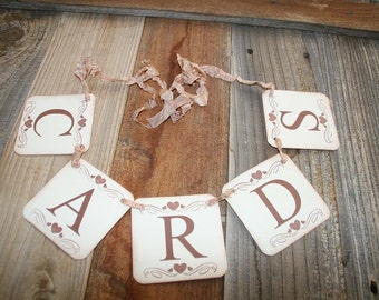 Cards Banner,  Wedding Garland, Cards Sign Rustic Wedding, Vintage Wedding