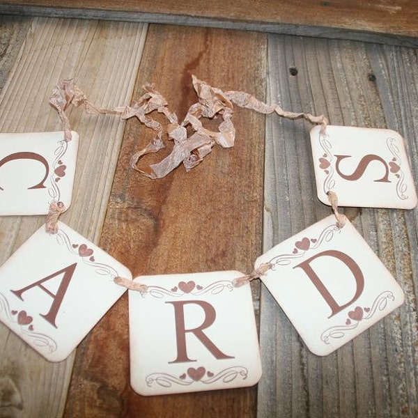 Cards Banner,  Wedding Garland, Cards Sign Rustic Wedding, Vintage Wedding