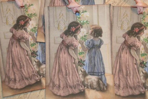 Immagini Natale Vittoriano.Tag Natale Vittoriano Sorelle Vintage Natale Regalo Tag Etsy