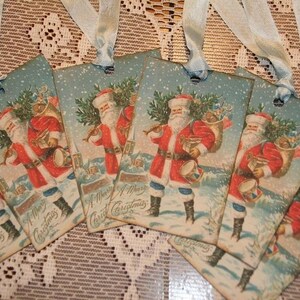 Christmas Vintage Tags Santa from Vintage Postcard Image Gift Hang Tags image 4