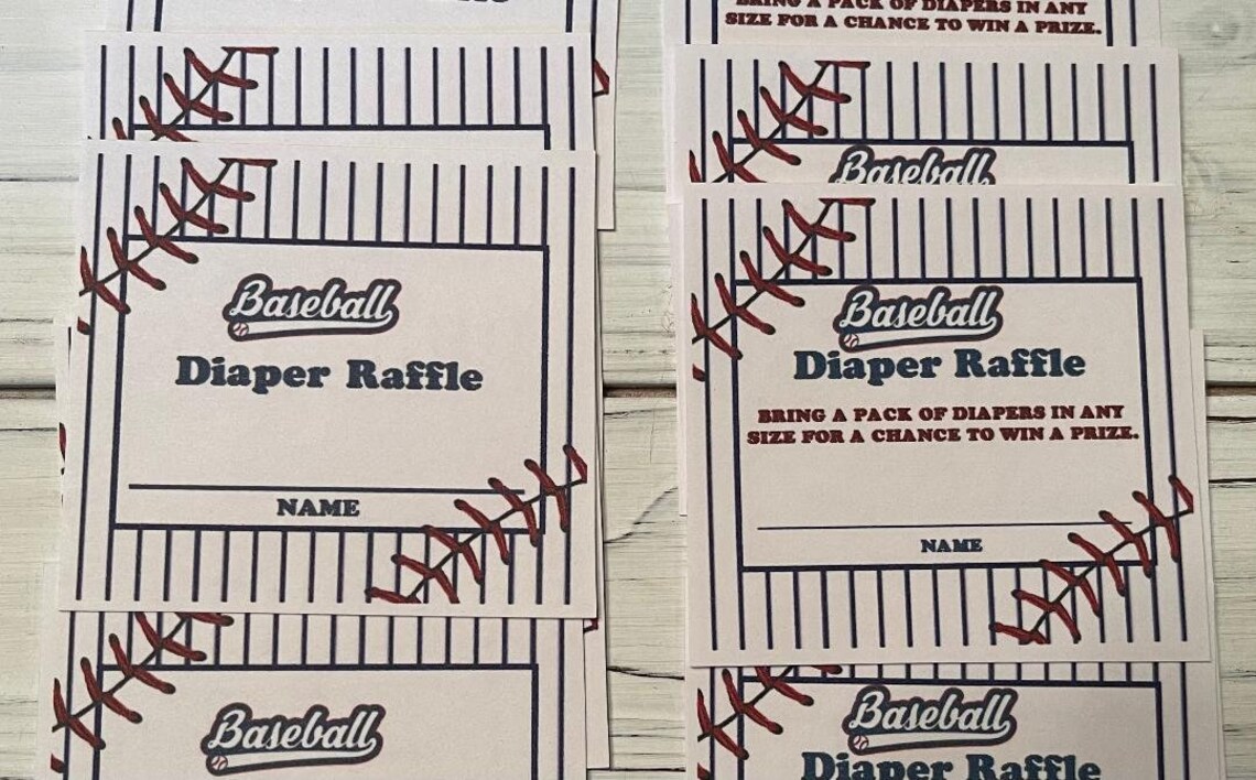 Baseball Diaper Raffle Ticket, Baby Shower Raffle, Baby Shower Door ...