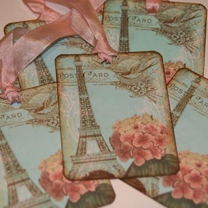 I LOVE PARIS French Post Card Hang Gift Tag image 2