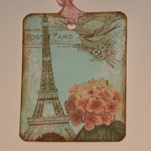 I LOVE PARIS French Post Card Hang Gift Tag image 3