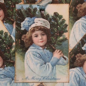 Vintage Christmas A Merry Christmas Gal Gift Tags