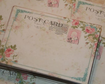Wedding Guestbook Alternative,  Vintage Post Cards,   Wedding Wish Cards, Destination Wedding, Pink Roses, 100