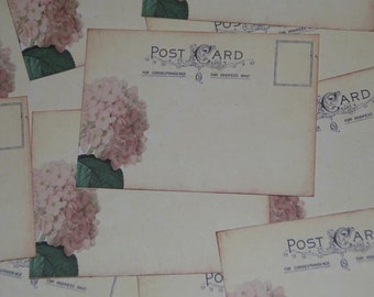 100 Vintage Post Card Wedding Place Card or Wedding Escort Cards - Pink Hydrangea