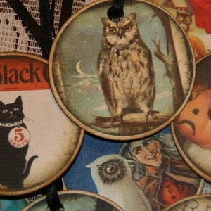 Halloween Tags One Dozen Spooky Witches Owls Black Cats Skeletons Pumpkins Halloween Gift Tags image 3