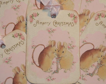 Christmas Mice Tags, Christmas Gift Tags, Merry Christmas Tags, Beatrix Potter, Holiday Tags