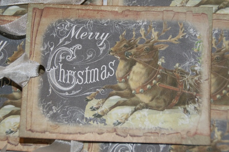 Merry Christmas Gift Tags Christmas Tags Reindeer Christmas Tags Chalkboard Tags