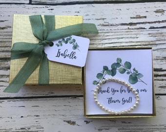 Thank You for Being Our Flower Girl Bracelet, Flower Girl Bracelet Gift, Genuine Pearl Bracelet, Flower Girl Gift