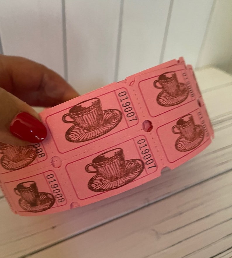 Teacup Raffle Tea Party Carnival Tickets, Raffle Tickets, Bridal Shower Party, Drink ...