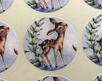 Woodland Deer Stickers, Christmas Envelope Seals, Vintage Christmas  Envelope Seals, Retro Christmas