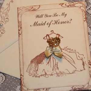 Will You Be My Maid of Honor Card,  Vintage Wedding Maid of Honor