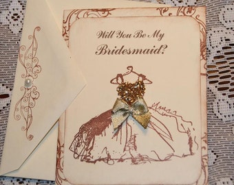 Will You Be My Bridesmaid Card Vintage Wedding