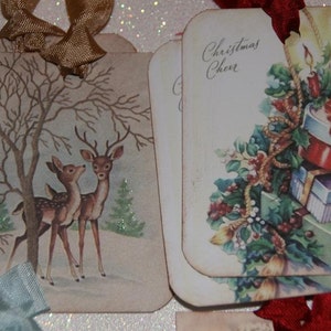 Christmas Tags Holiday Gift Tags, Retro Christmas, Variety Sampler Set 12 Retro Tags image 2