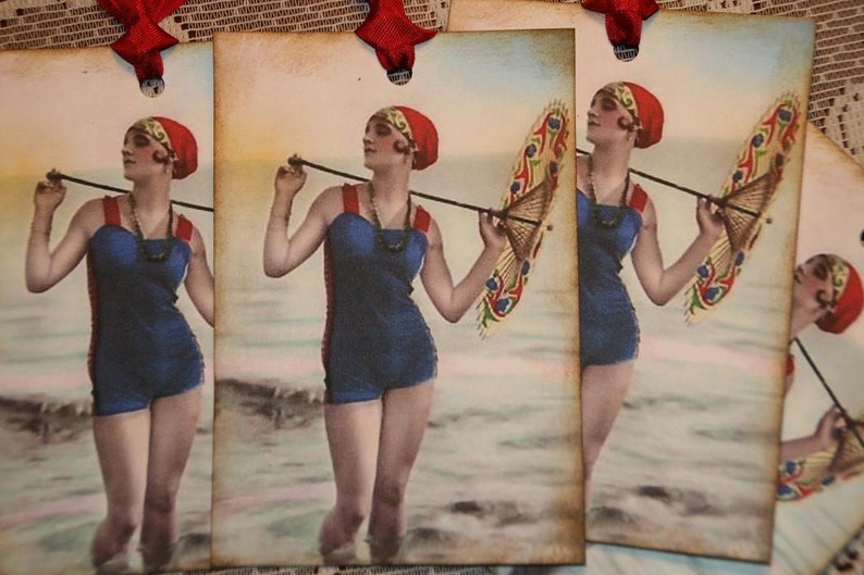 Vintage Bathing Beauty Gift Tags