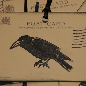 Black Crow Gift  Tags  Primitive Raven Halloween Fall Tags Qty 8