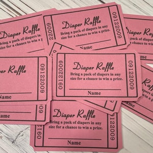 Diaper Raffle Ticket, Baby Shower Raffle, Baby Shower Door Prize Ticket , Baby Shower Invitation Insert Pink, Blue, Gray image 1