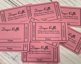 Diaper Raffle Ticket, Baby Shower Raffle, Baby Shower Door Prize Ticket , Baby Shower Invitation Insert Pink, Blue, Gray