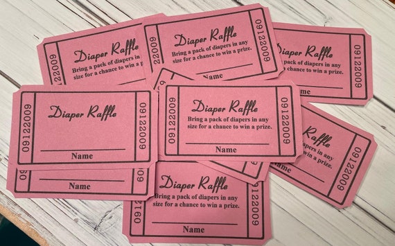 Diaper Raffle Ticket, Baby Shower Raffle, Baby Shower Door Prize Ticket , Baby Shower Invitation Insert Pink, Blue, Gray, Purple, Yellow