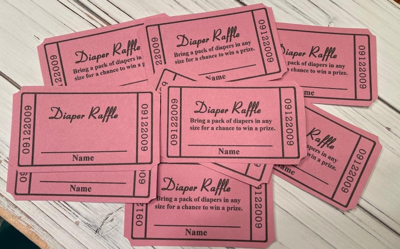 Diaper Raffle Ticket, Baby Shower Raffle, Baby Shower Door Prize Ticket , Baby Shower Invitation Insert Pink, Blue, Gray image 1