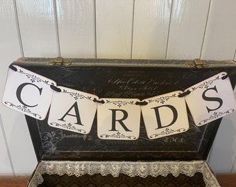 Cards Banner,  Wedding Garland, Cards Sign Rustic Wedding, Vintage Wedding