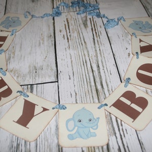 Elephant Baby Boy Bunting, Baby Shower Banner, Baby Boy Banner, Elephant Baby Shower Banner
