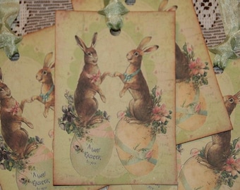 A Happy Easter To You Vintage Bunny Tags