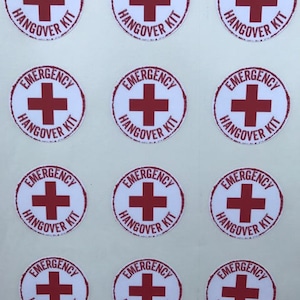 Wedding Favor Sticker, Emergency Kit Bag Stickers, Hangover Kit Labels, Emergency Hangover Kit,  Wedding Favor Labels, 2"